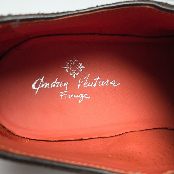 Andrea Ventura Firenze Shoes Brown Distressed Suede Monk Strap Kiltie Size 41 - Picture 10 of 12